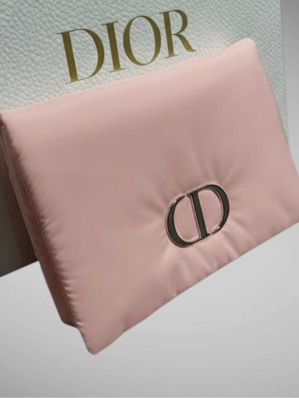 Dior Pink Foldable Cosmetic Pouch Clutch Travel Makeup Bag Authentic